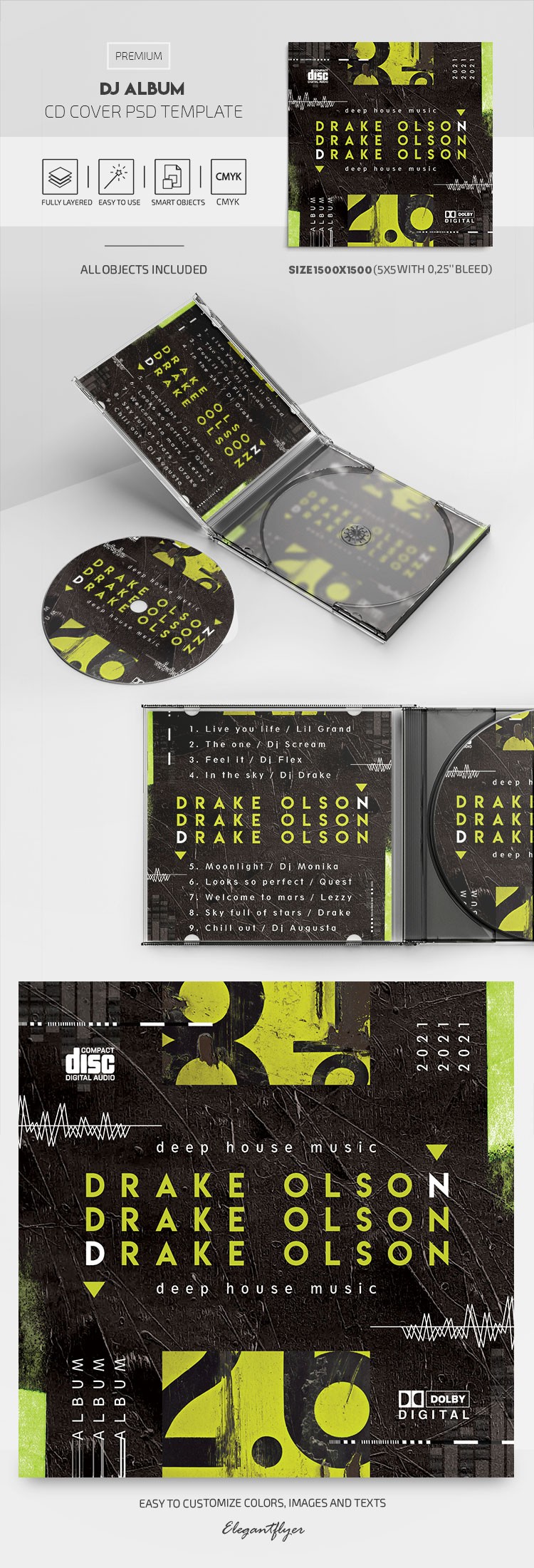 Noir Créatif DJ Album CD Cover Premium Modèle de couverture d'album CD ...