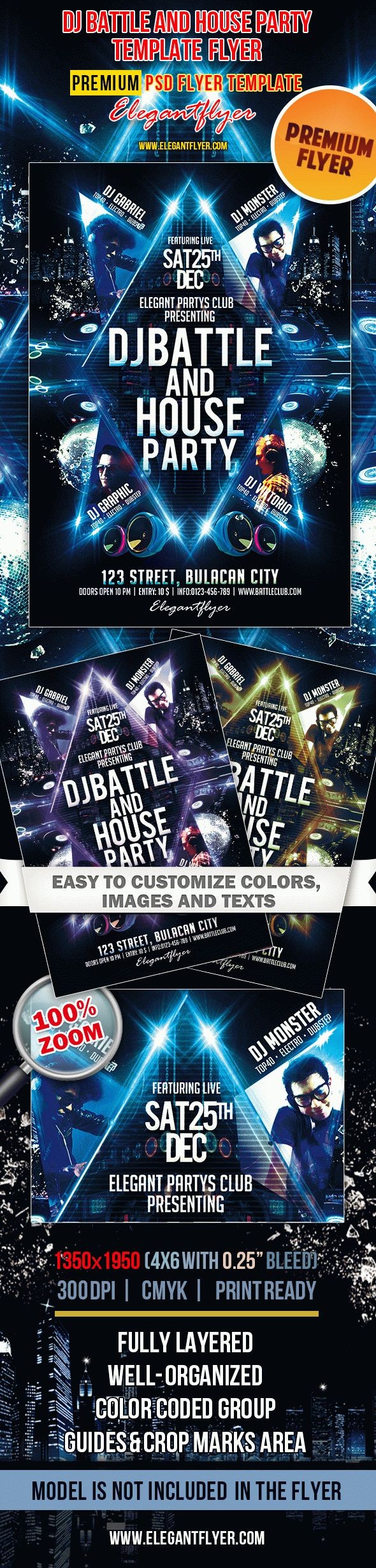 Dj Battle y House Party. by ElegantFlyer