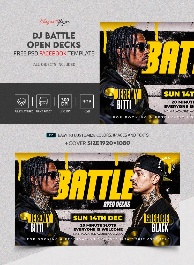 DJ Batalla | Noche de Platos Abiertos Publicación en Facebook by ElegantFlyer