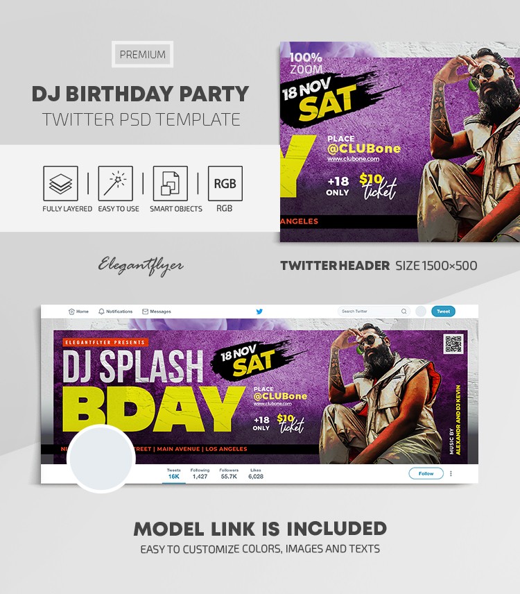 Festa de aniversário do DJ no Twitter by ElegantFlyer