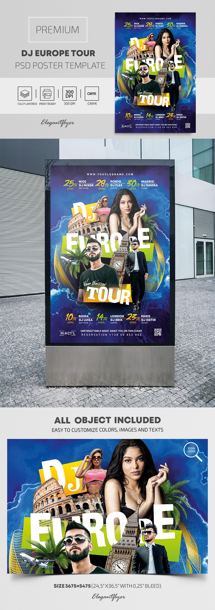 DJ Europe Tour - Premium PSD Poster Template by ElegantFlyer