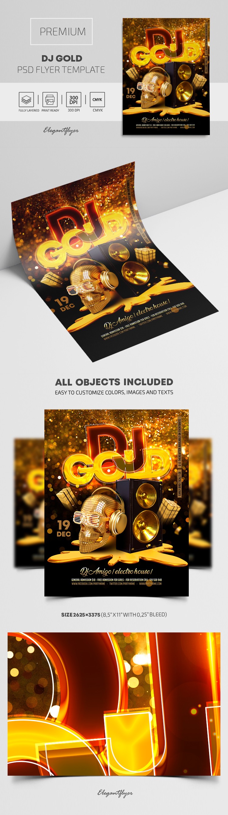 Dj Gold Flyer by ElegantFlyer