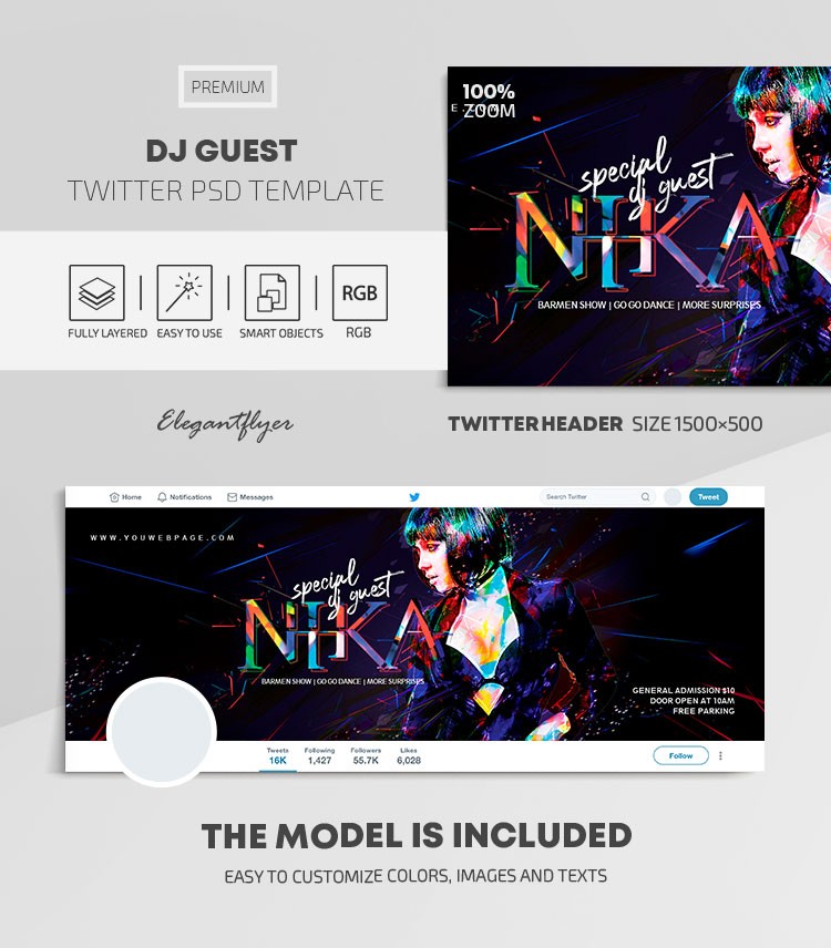 Dj Guest Twitter by ElegantFlyer