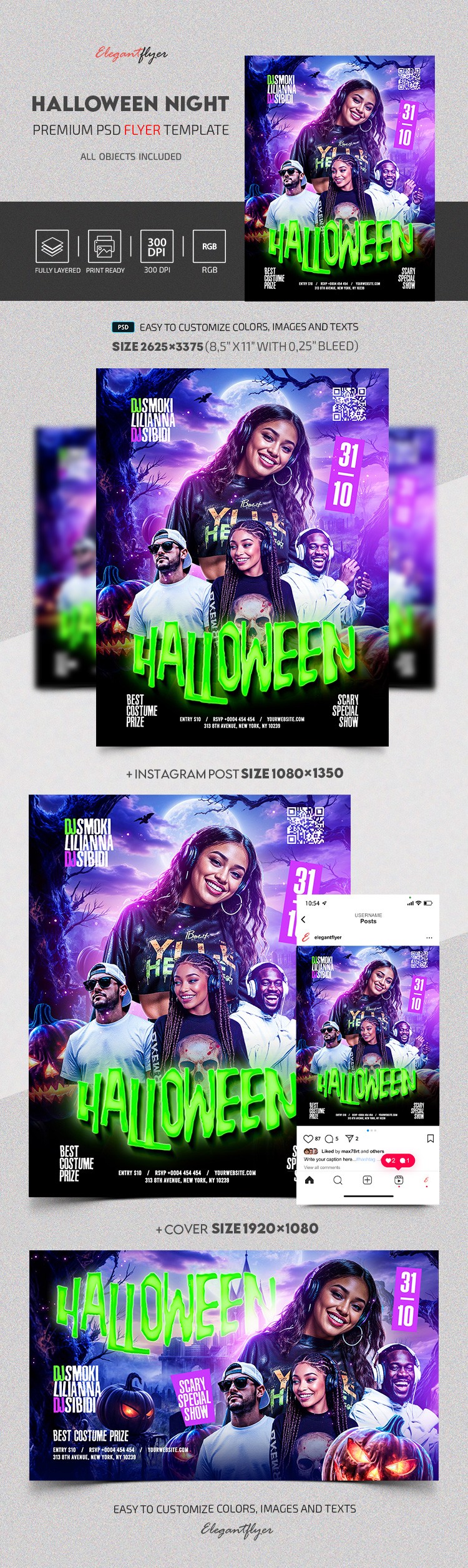 DJ Halloween Night Flyer by ElegantFlyer