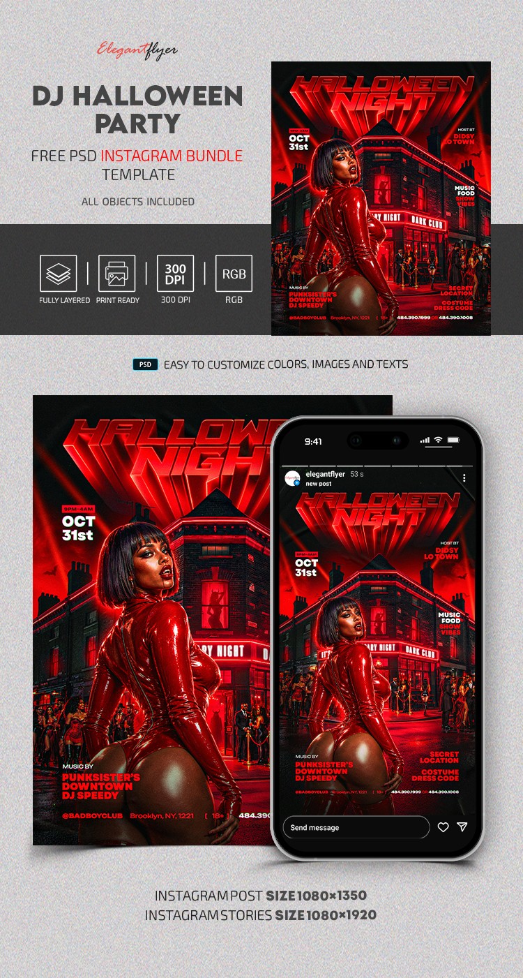 DJ Halloween Party Instagram Bundle by ElegantFlyer