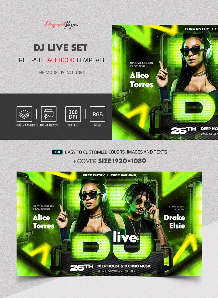 Dj Live Set Facebook Post by ElegantFlyer