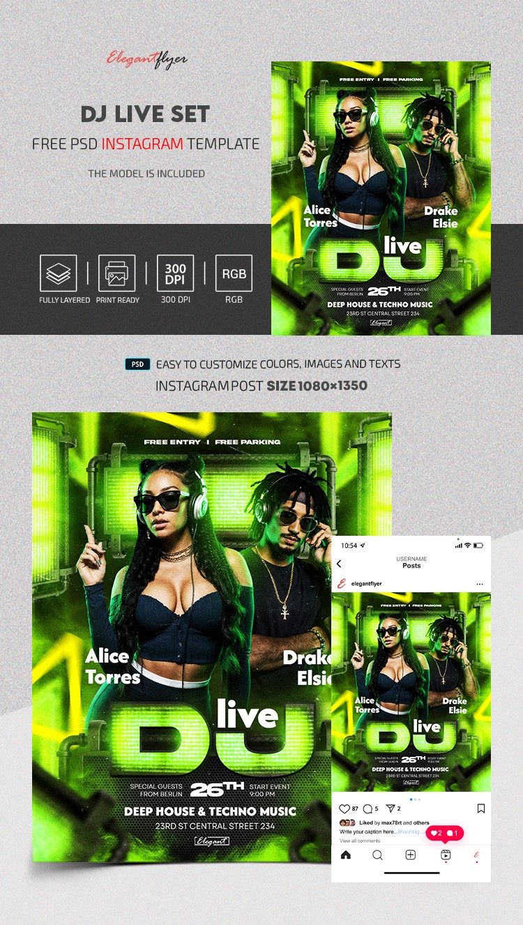 DJ Live Set Instagram Post by ElegantFlyer