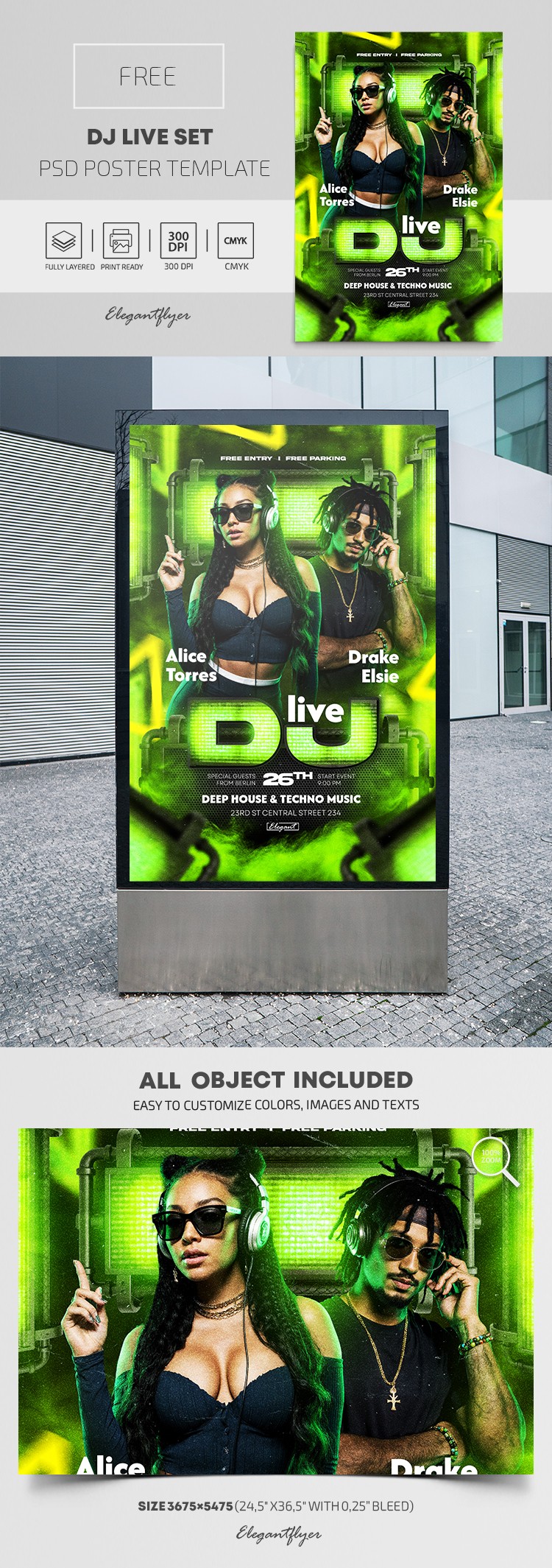 Dj Live Set Poster by ElegantFlyer