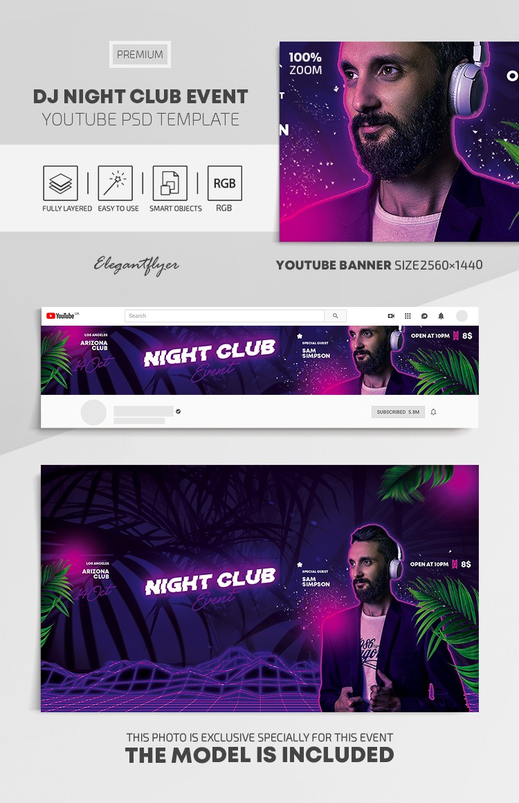 Evento Dj Night Club Youtube by ElegantFlyer