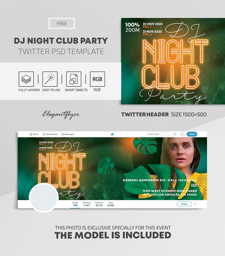 Dj Night Club Party Twitter by ElegantFlyer