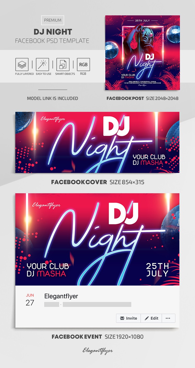 Noite de DJ no Facebook by ElegantFlyer