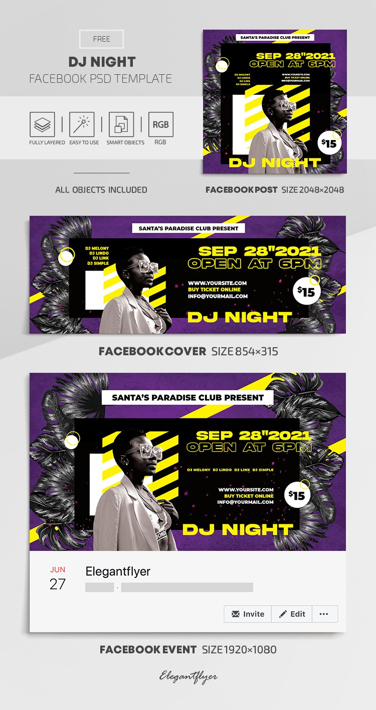 DJ Night Facebook by ElegantFlyer
