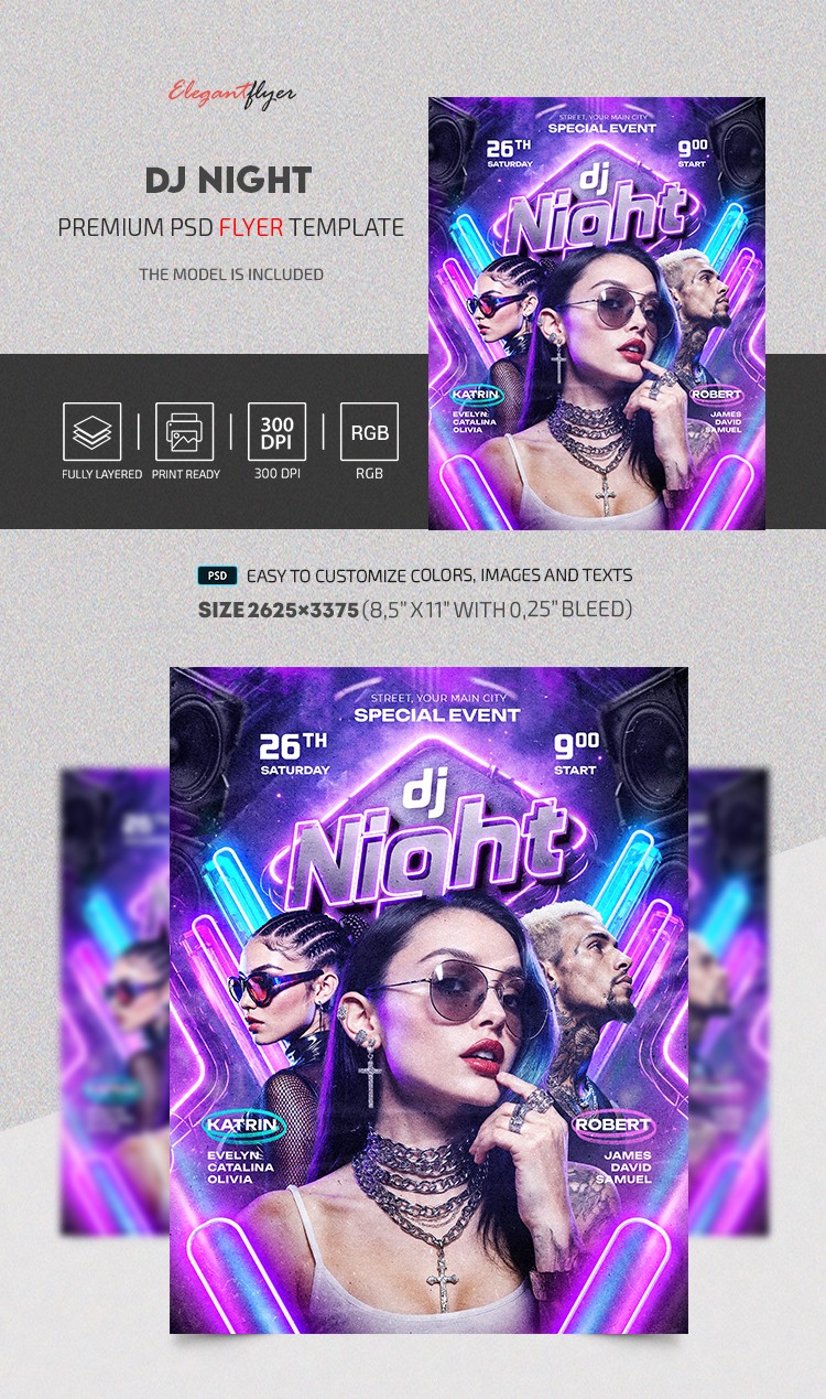 DJ Night Sessions Flyer by ElegantFlyer