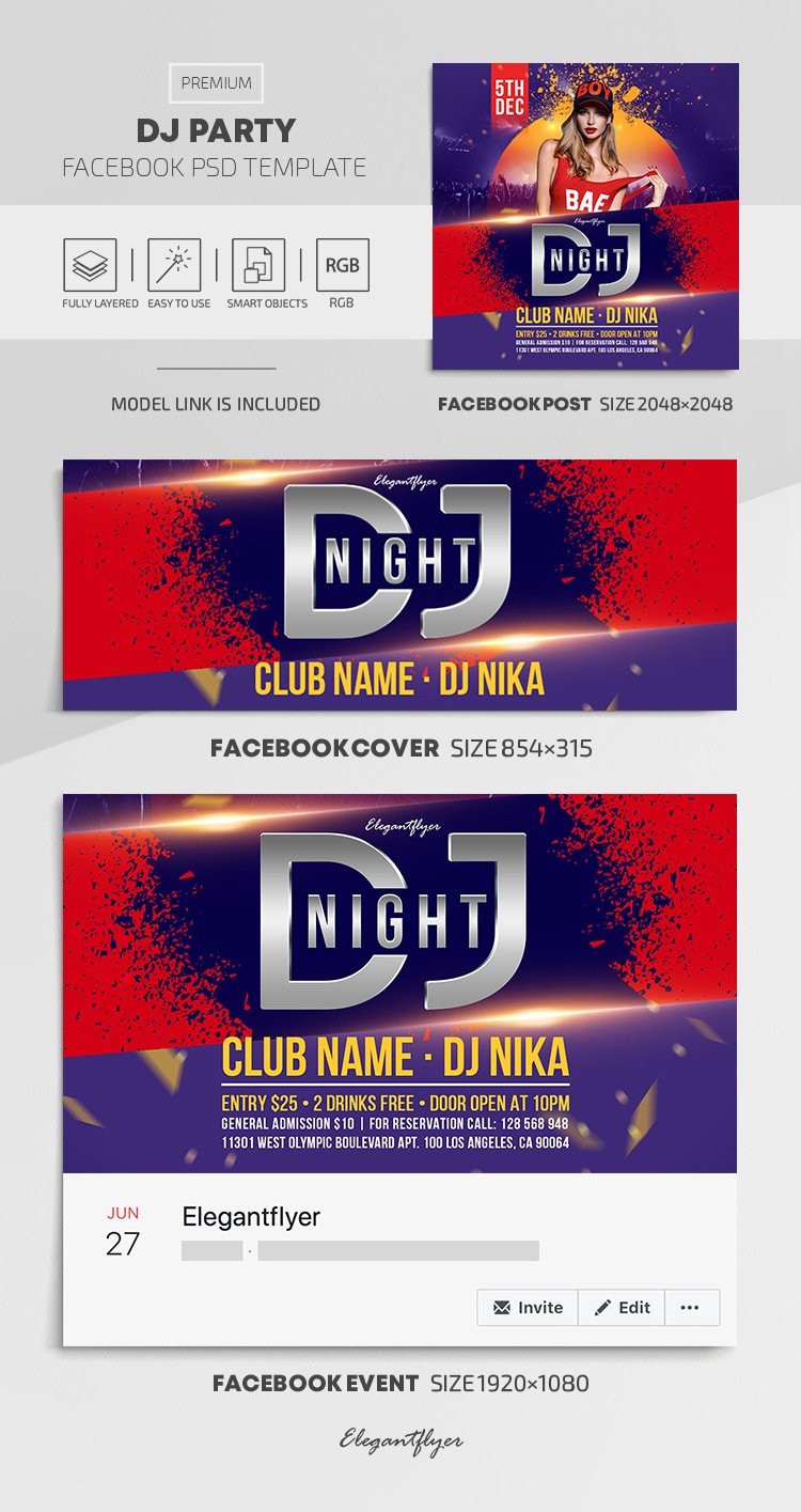 DJ Party Facebook by ElegantFlyer