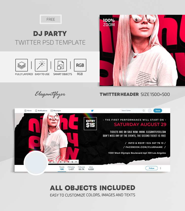 DJ Party Twitter by ElegantFlyer