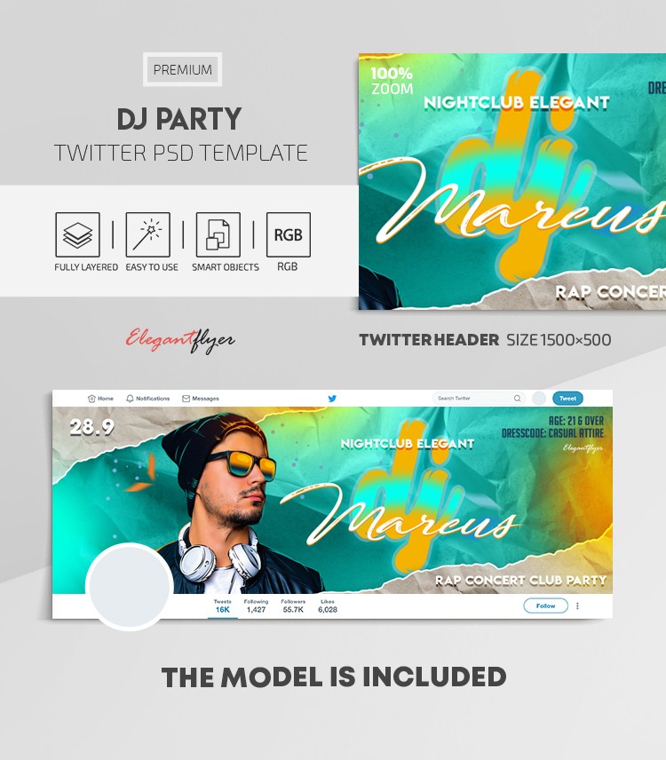 DJ Party Twitter by ElegantFlyer