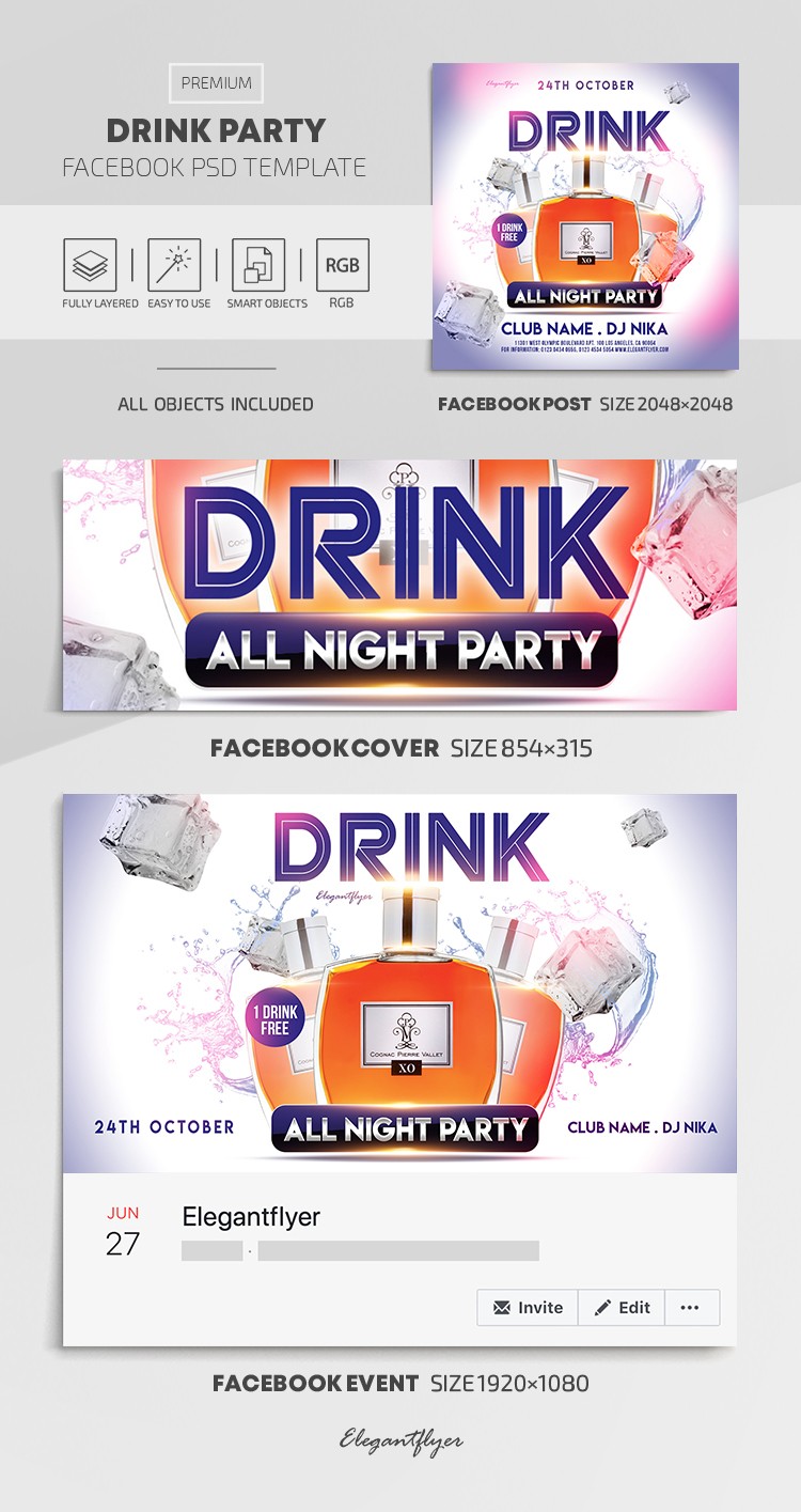 Festa de Bebidas no Facebook by ElegantFlyer