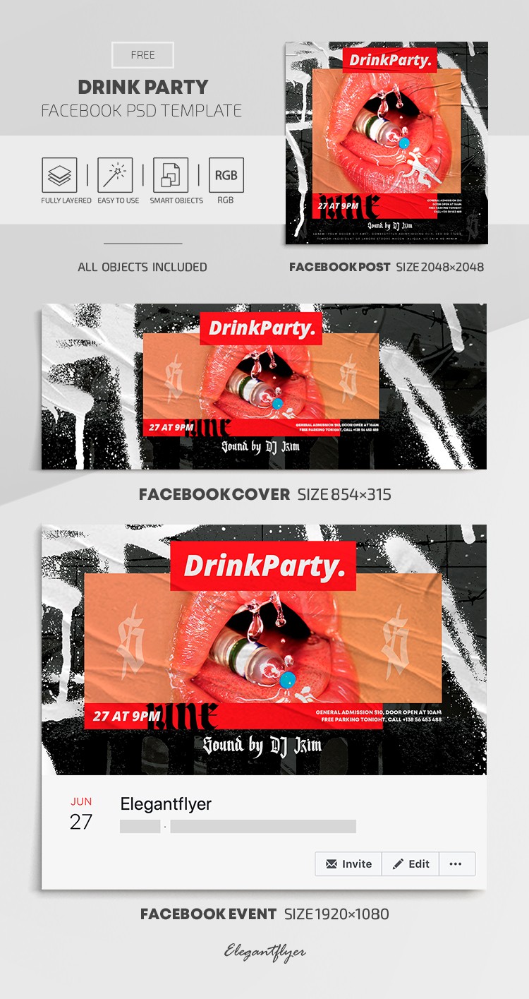 Drink Party Facebook by ElegantFlyer