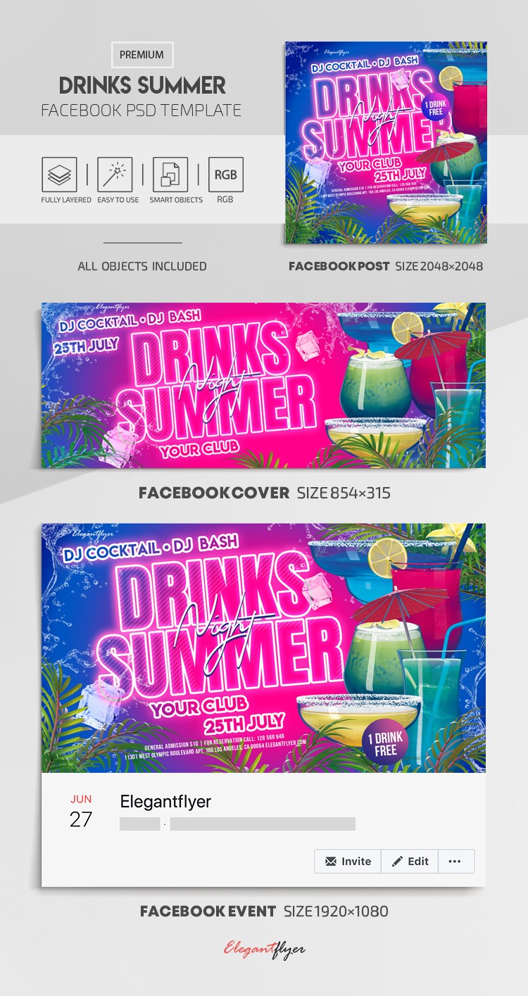 Drinks Summer Facebook by ElegantFlyer
