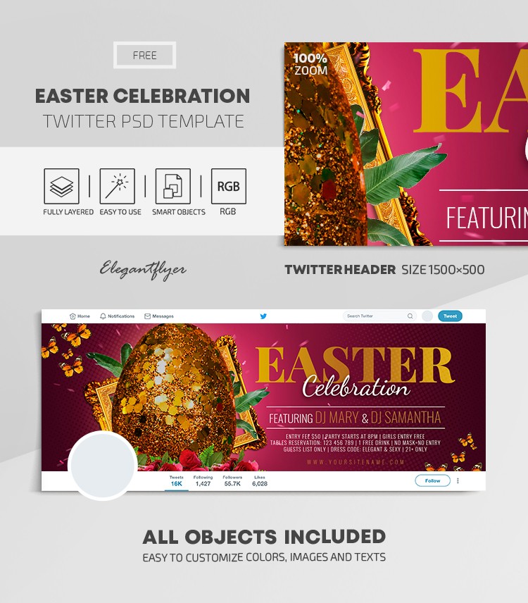 Easter Celebration Twitter by ElegantFlyer