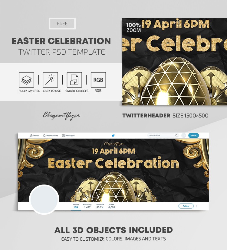 Easter Celebration Twitter by ElegantFlyer