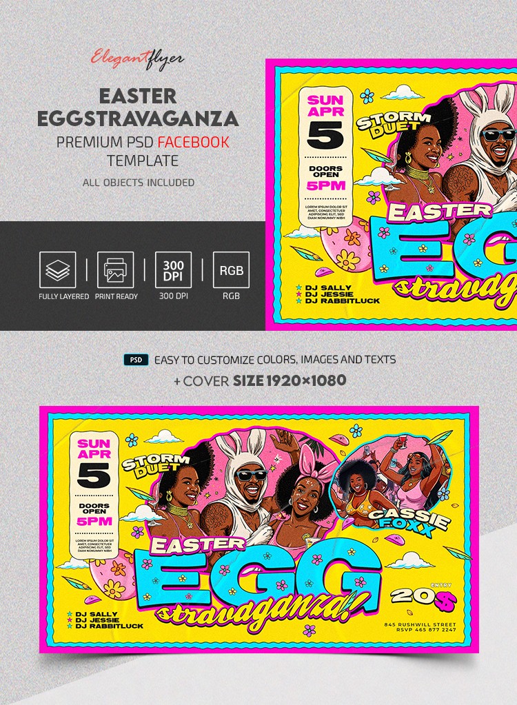 Easter Eggstravaganza Party Facebook Post by ElegantFlyer