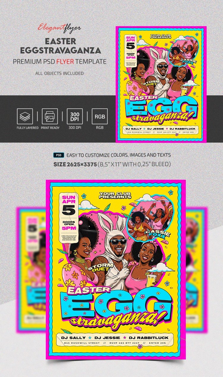 Easter Eggstravaganza Party Flyer by ElegantFlyer