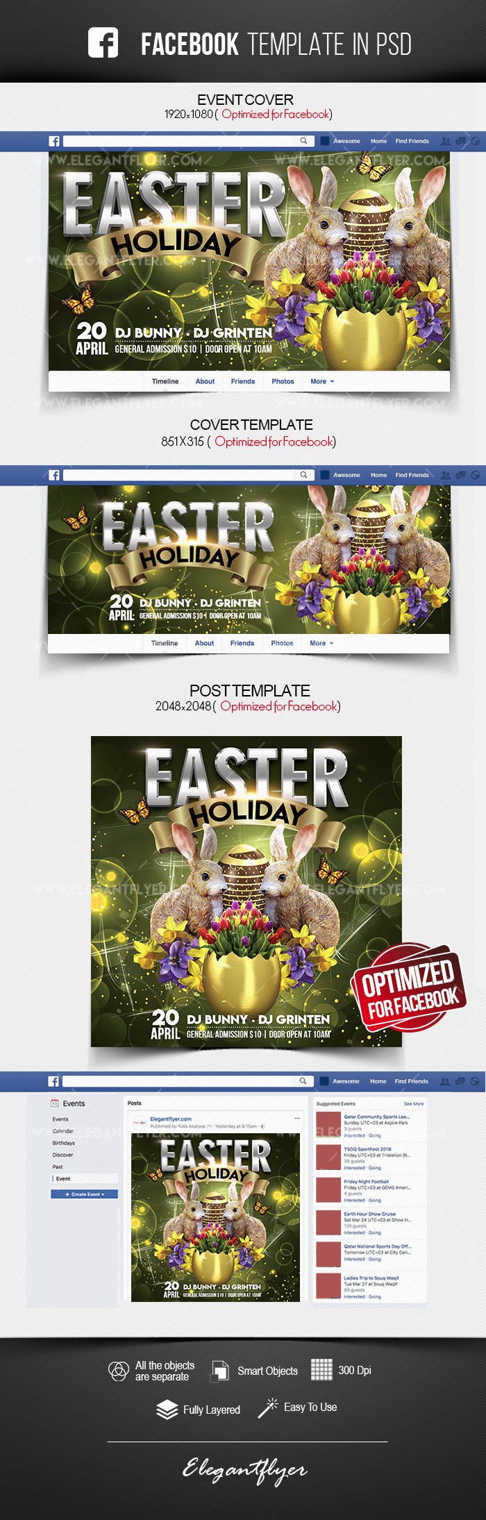 Easter Holiday Facebook by ElegantFlyer