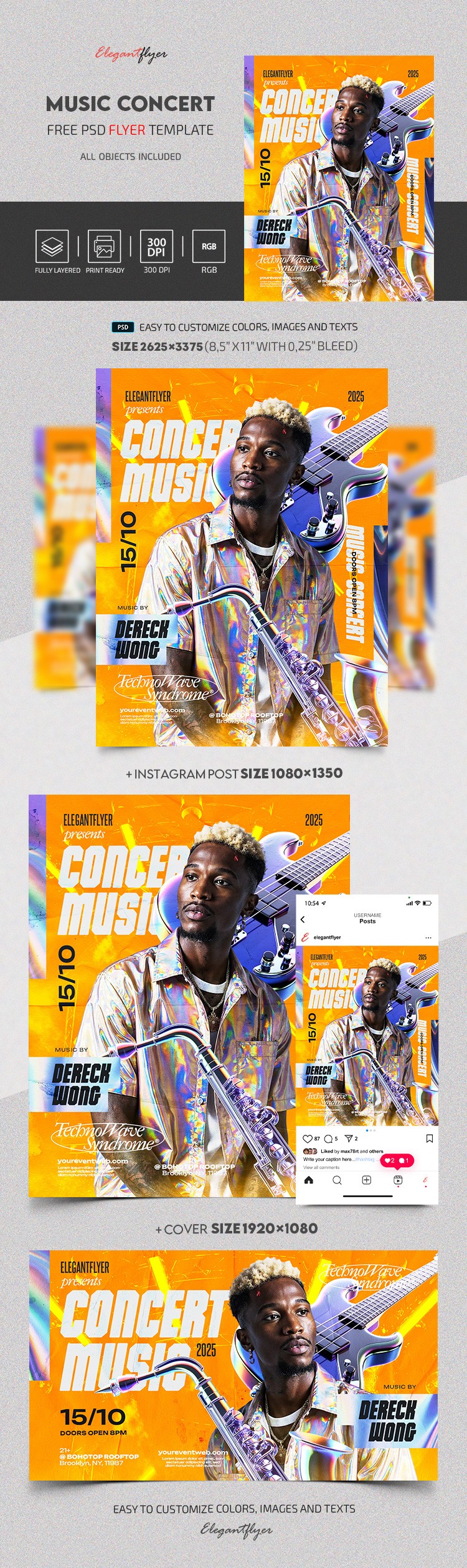 Editable Music Concert Flyer by ElegantFlyer