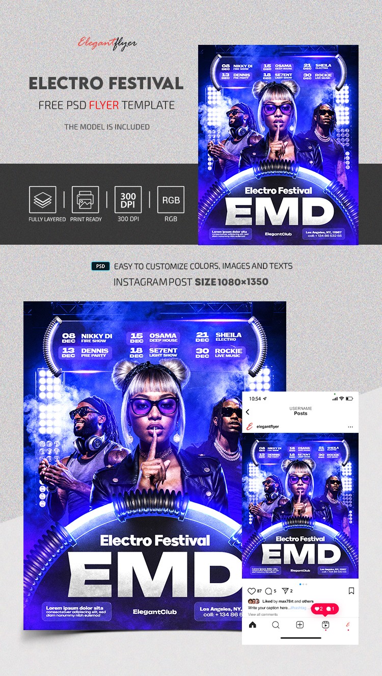 EDM | Electro Festival Instagram Post by ElegantFlyer