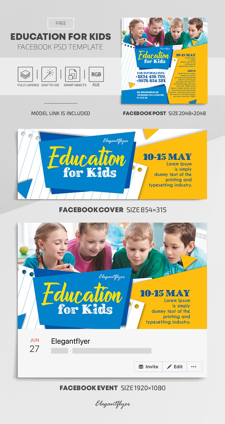 Educación para Niños Facebook by ElegantFlyer