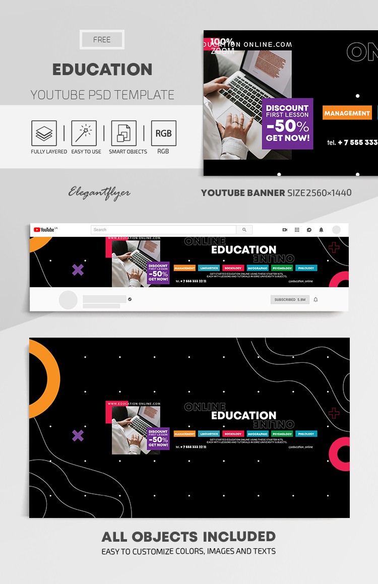 Education Free Youtube Channel Banner PSD Template 10027161 By 