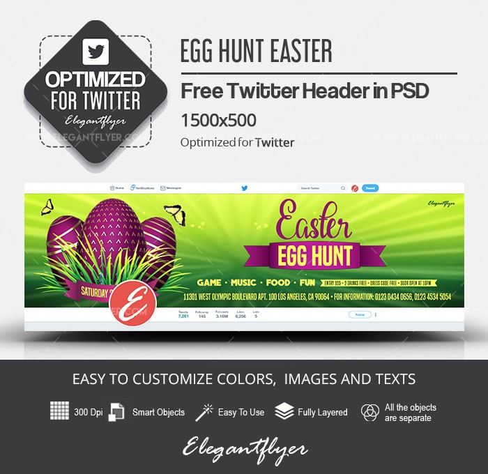 Egg Hunt Easter Twitter by ElegantFlyer