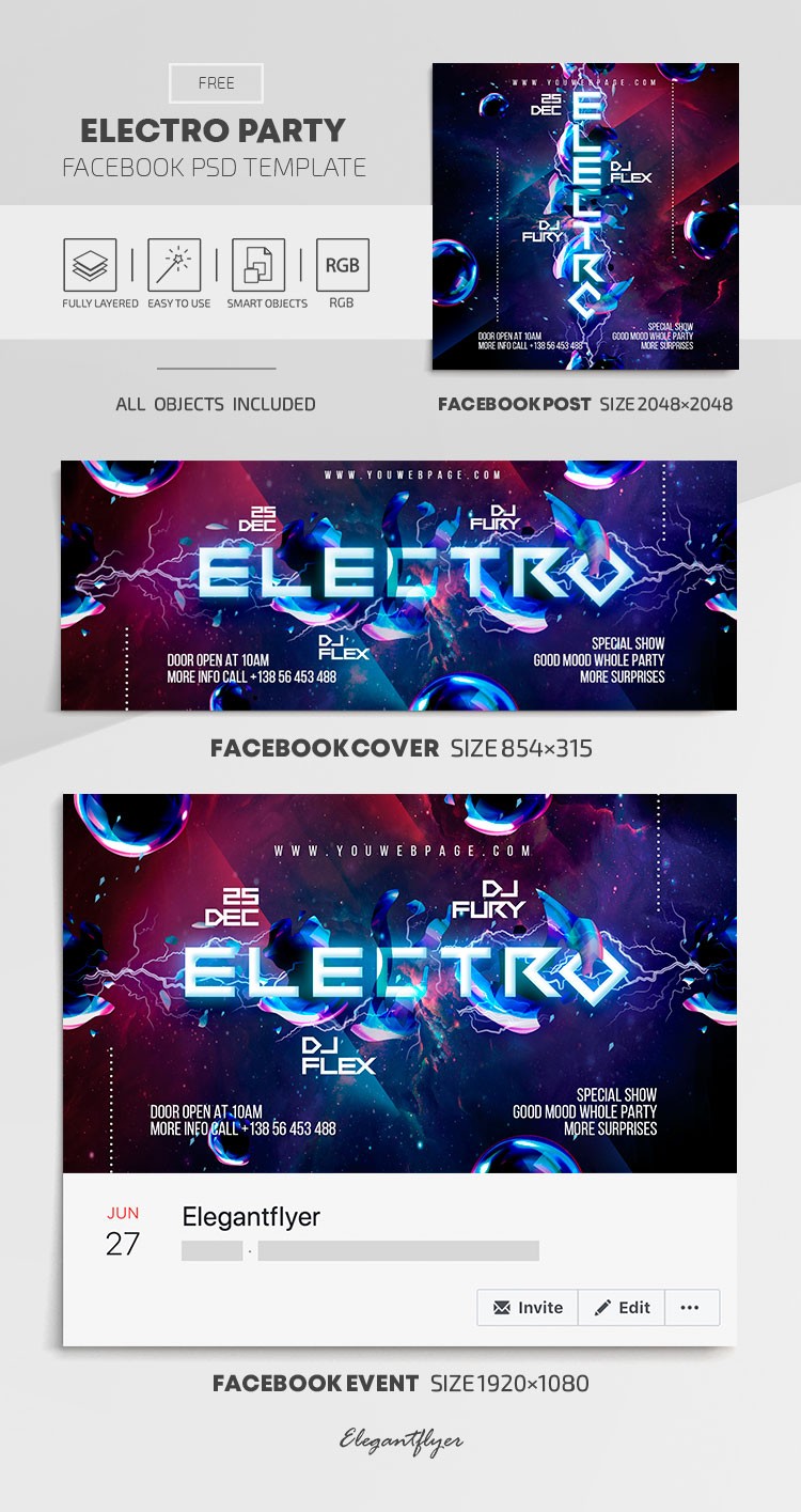 Elektro-Party Facebook by ElegantFlyer