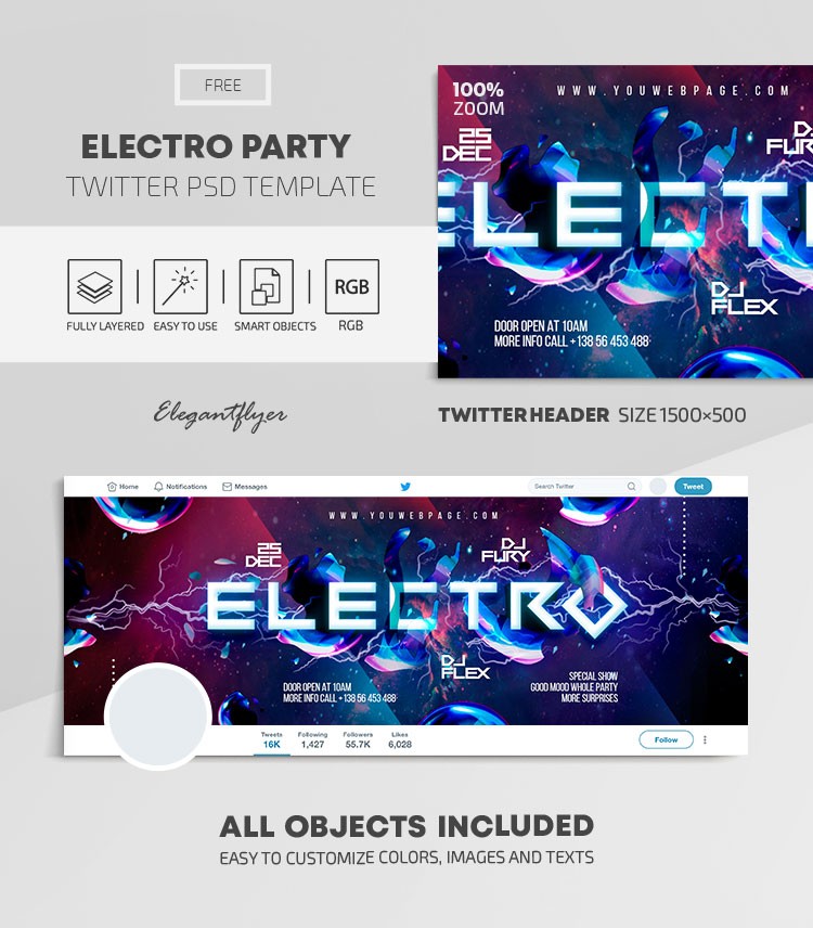 Elektro Party Twitter by ElegantFlyer