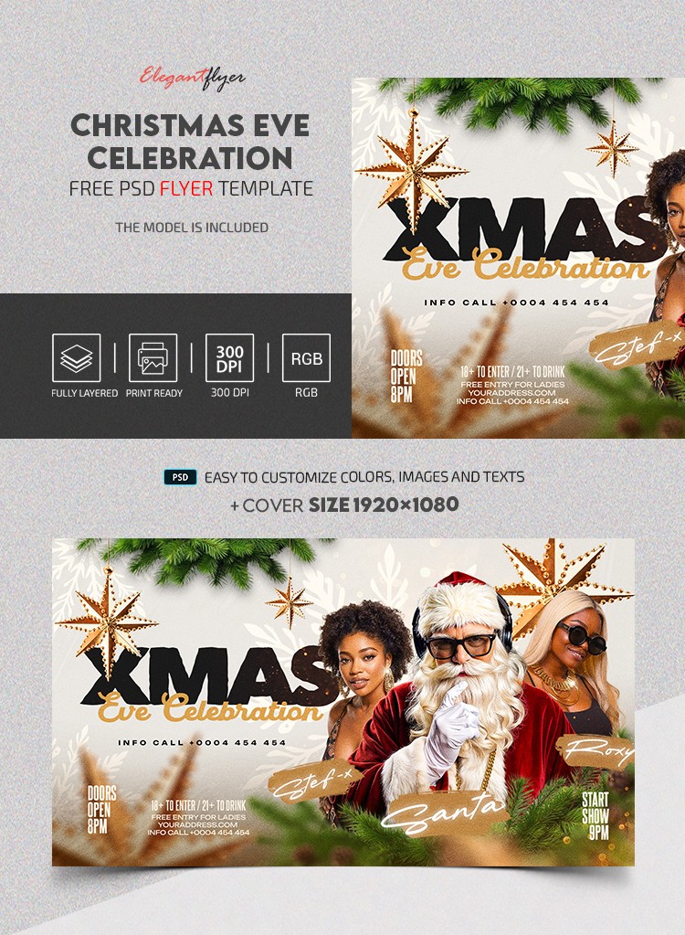 Elegant Christmas Eve Celebration Facebook Post by ElegantFlyer