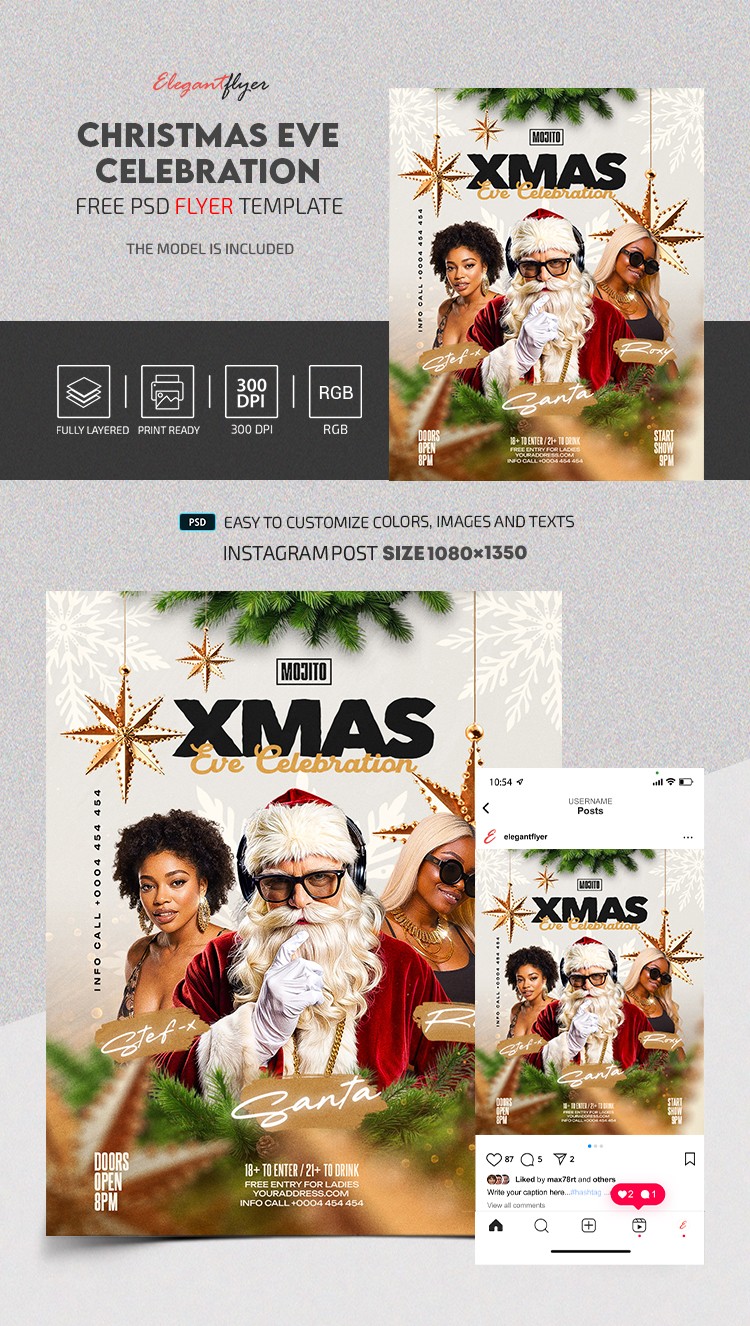 Elegant Christmas Eve Celebration Instagram Post by ElegantFlyer