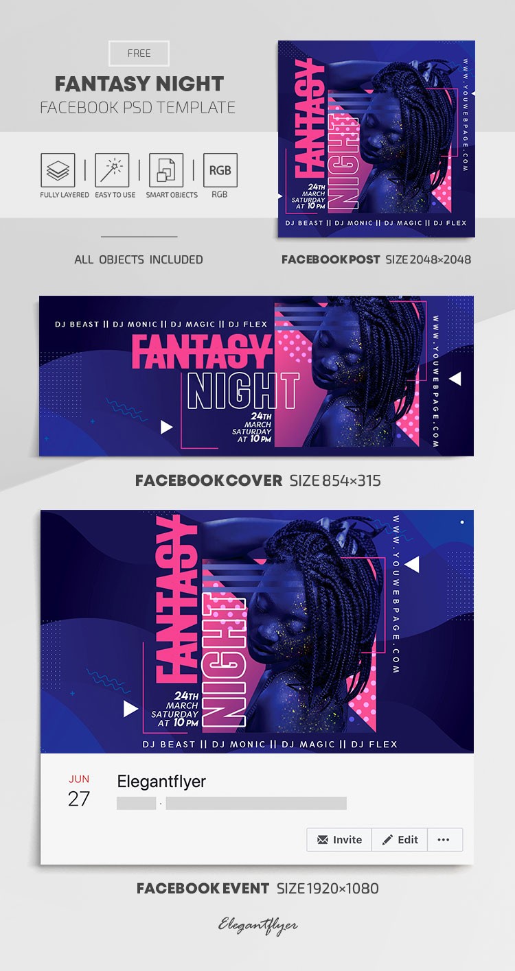 Fantasy Night Facebook by ElegantFlyer