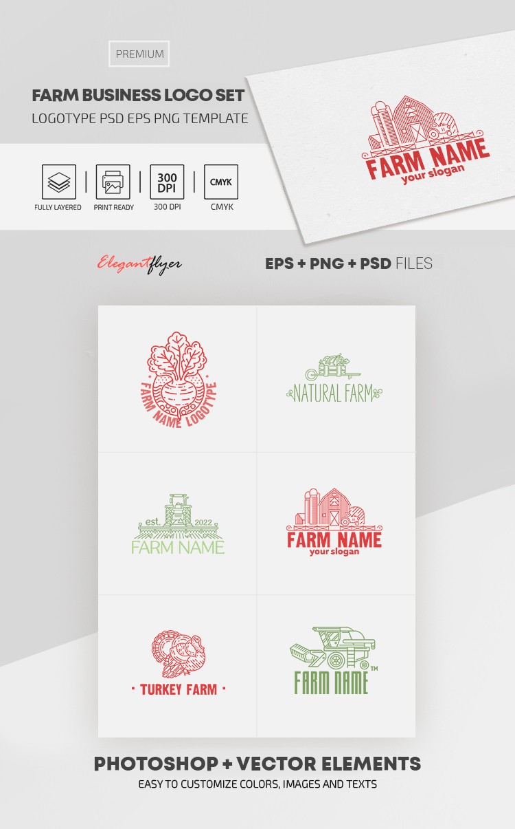 Zestaw logotypów dla firmy rolniczej by ElegantFlyer