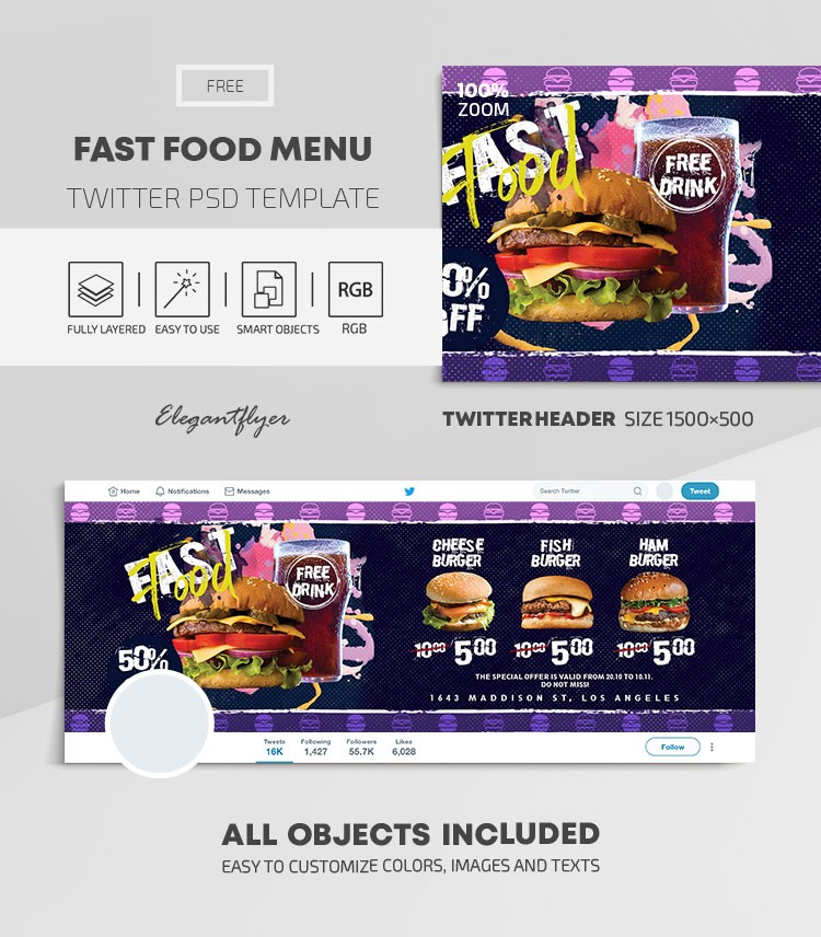 Fast-Food-Menü auf Twitter by ElegantFlyer