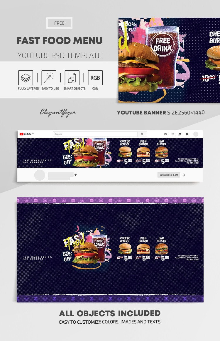 Menú de comida rápida en Youtube by ElegantFlyer