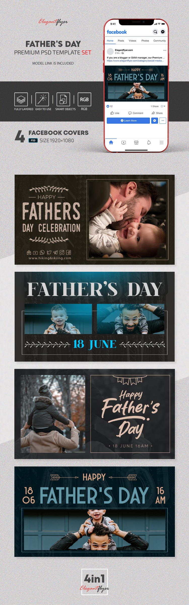 Father's Day Facebook Cover by ElegantFlyer