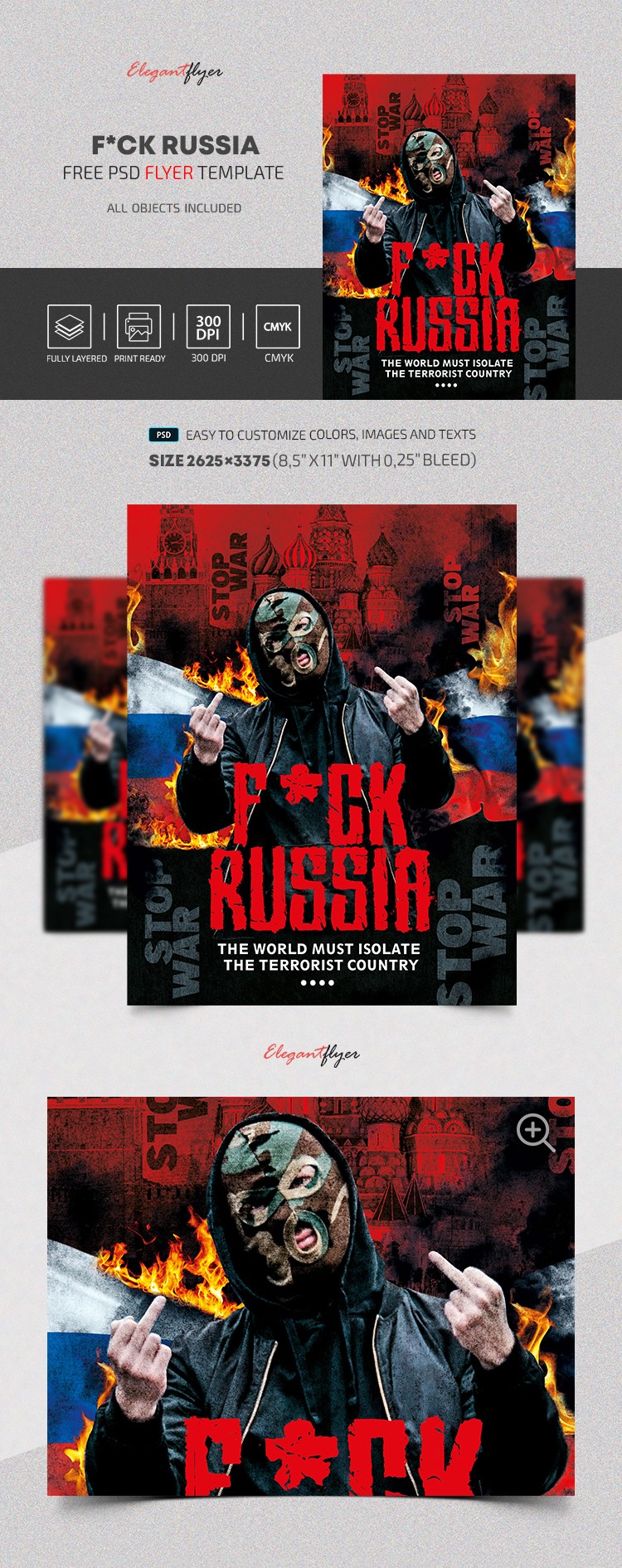 F*ck Russia Flyer → Folleto de "Que se joda Rusia" by ElegantFlyer