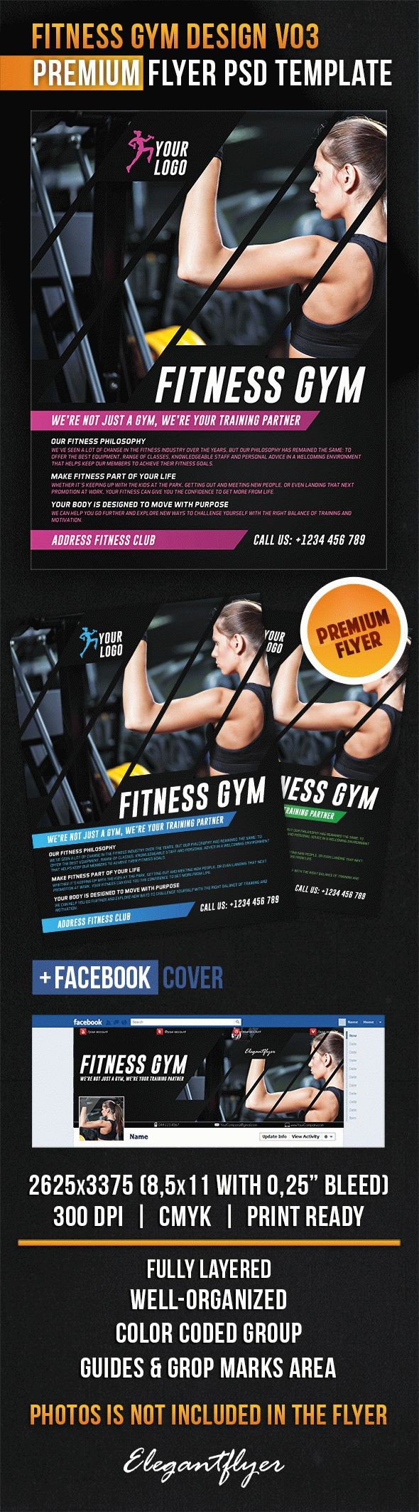 Design della palestra di fitness V03 by ElegantFlyer