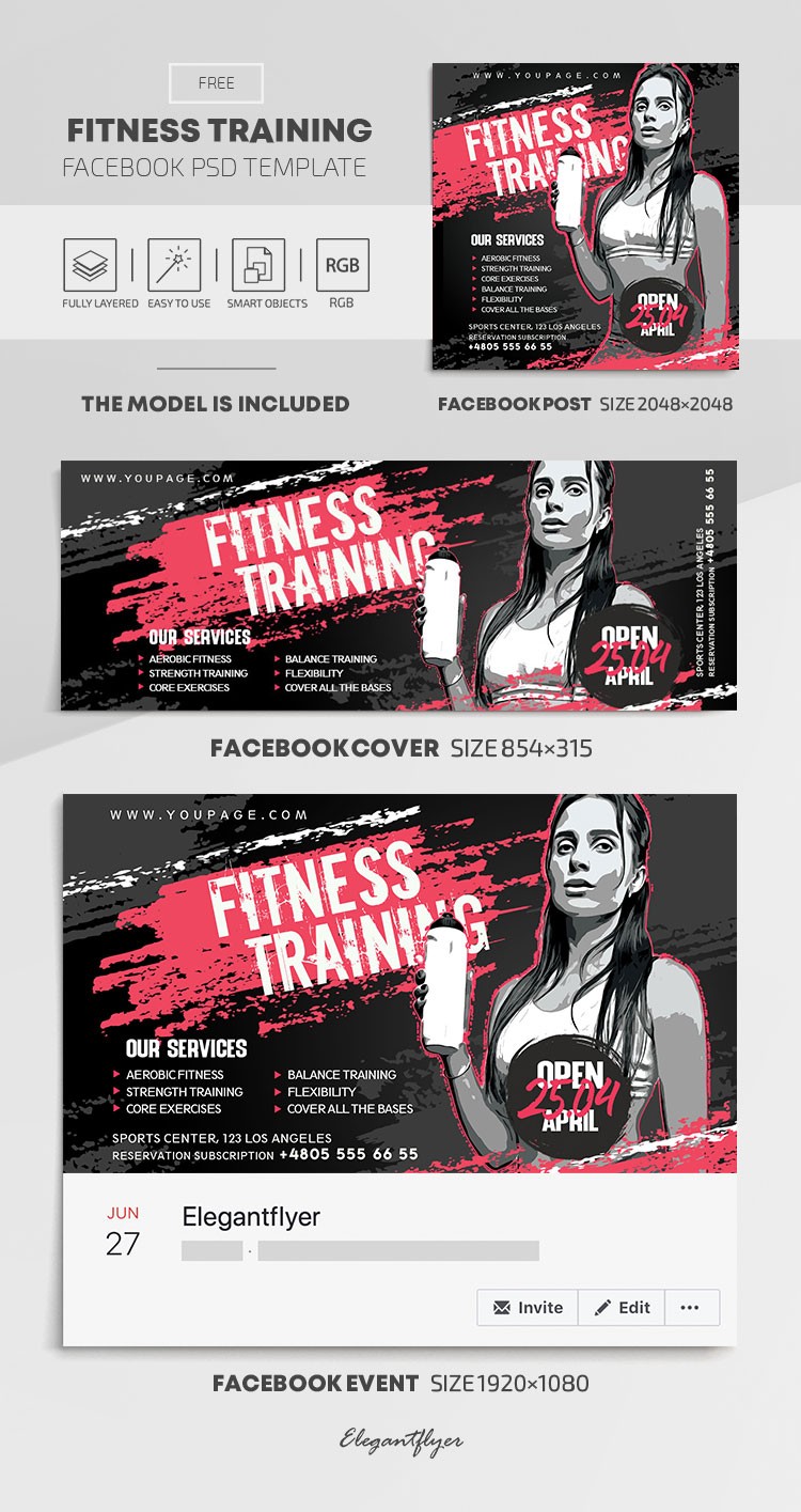 Trening fitness na Facebooku by ElegantFlyer