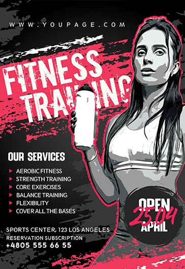 Personal Trainer Free Fitness PSD Flyer Template - PixelsDesign
