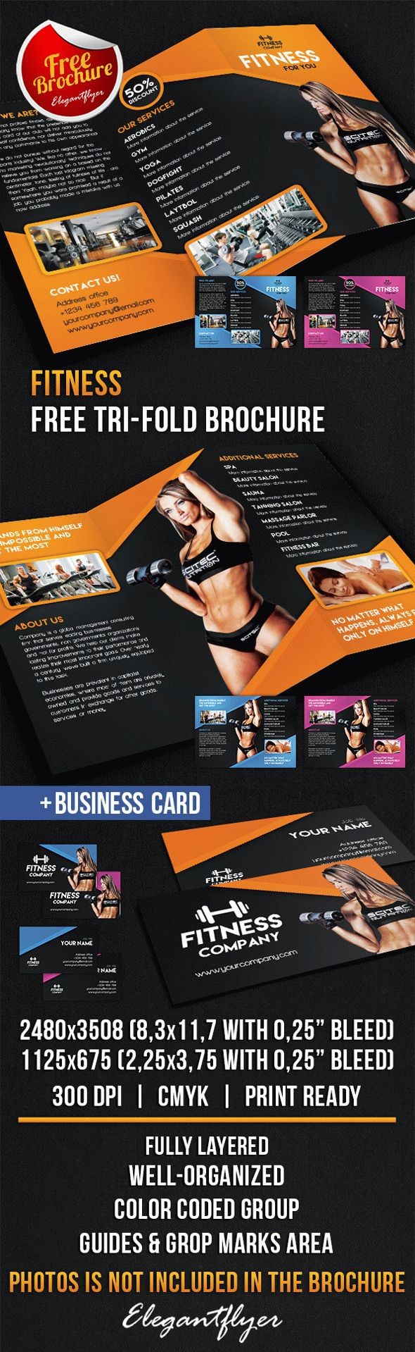 Folleto de Fitness en tres pliegues by ElegantFlyer