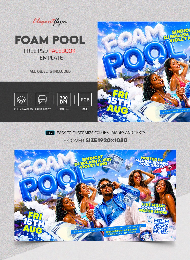 Foam Pool Party Facebook Post by ElegantFlyer