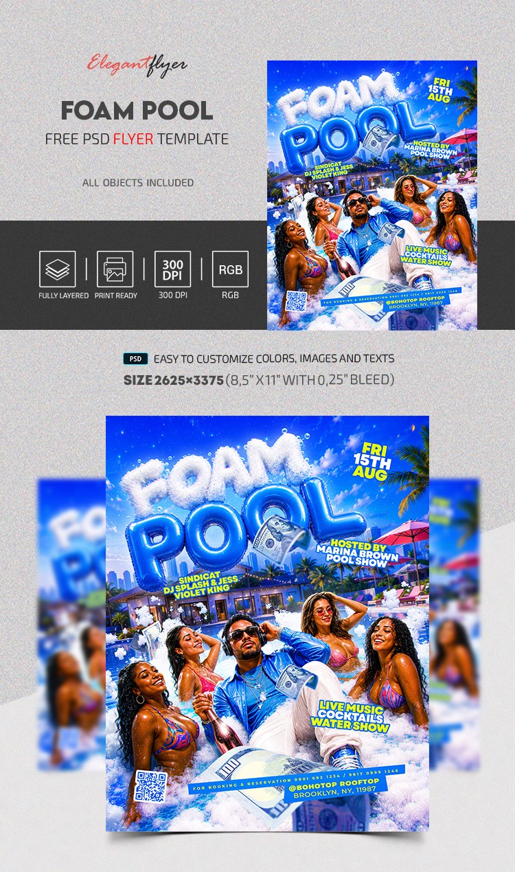 Foam Pool Party Flyer by ElegantFlyer