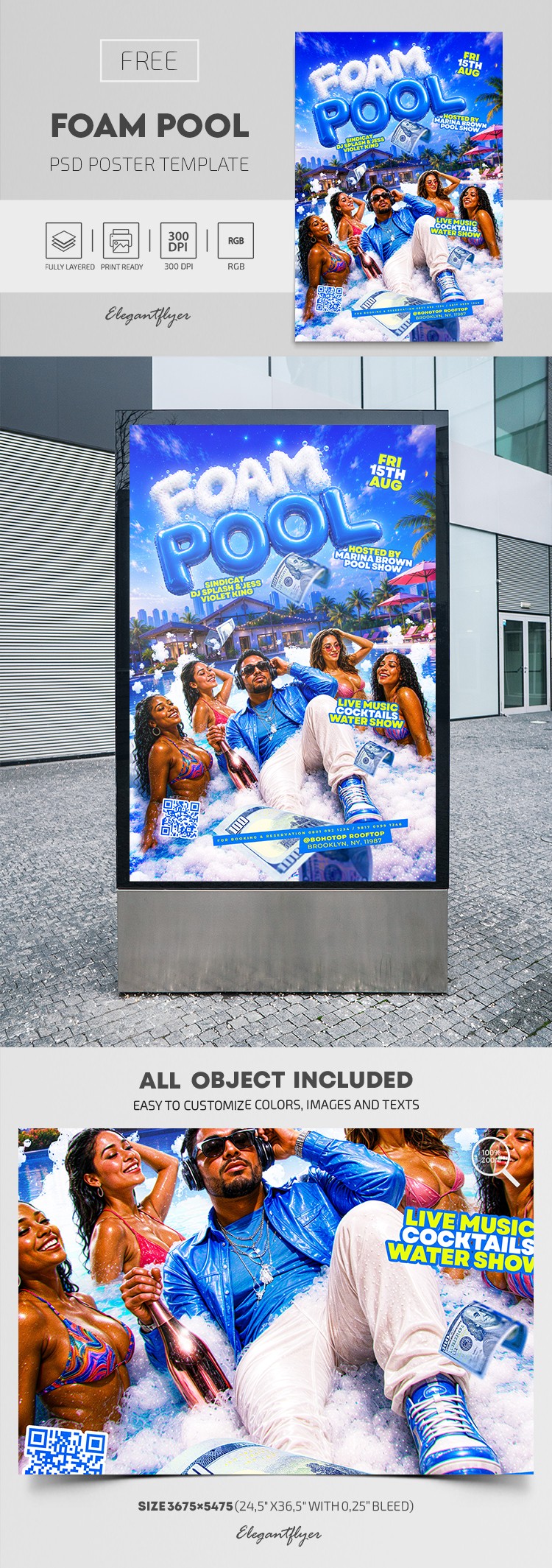 Foam Pool Party Poster by ElegantFlyer